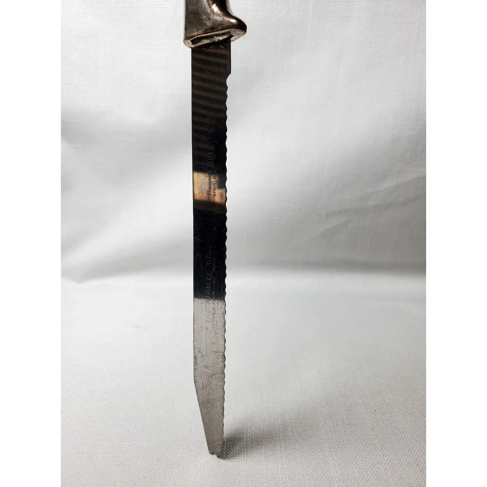 Vintage 1960s Miracle Worker Frozen Food Knife Carved Ivory Floral Handle MCM‎